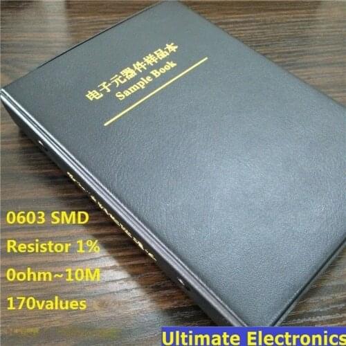 0603 1/10W SMD Resistor Sample Book 170values 1% 0ohm to 10M Chip Resistor Assorted Kit