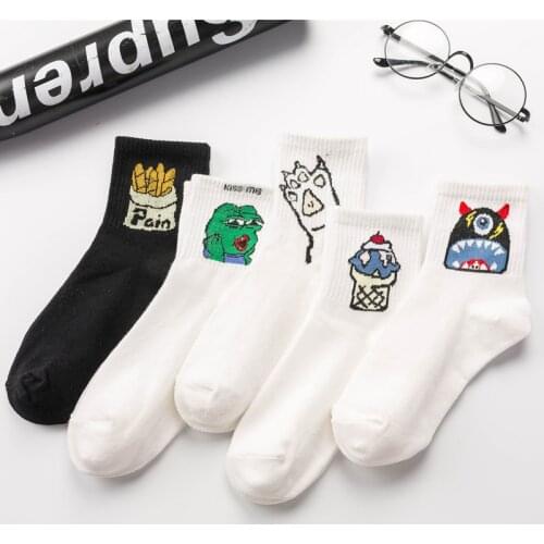 1 Pair Of Autumn And Winter Womens Cotton Stockings Art Food Creativity Funny Cartoon Animal Comfortable Breathable Socks