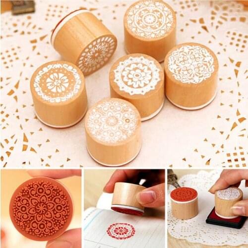 1pcs Flower Pattern Vintage Lace Wooden Rubber Stamps for Scrapbooking DIY Photo Album Decoration Embossing Craft