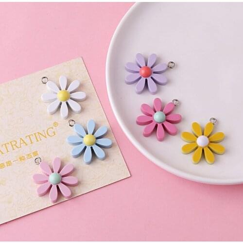 10pcs Resin Big Size Daisy Earring Charms Cute Flowers Pendant Floating DIY Hair Jewelry Making Accessory Handmade 28*32mm FX051