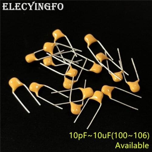 1000pcs/lot Monolithic ceramic capacitor 50V (100~106) 10pF~10uF 102 103 104 105 22pF 1nF 10nF 100nF 0.01uF 0.1uF 1uF P=5.08mm