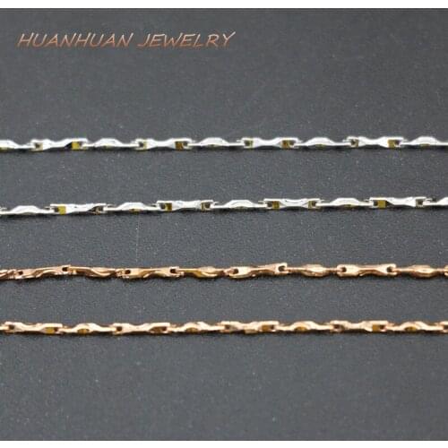 2 Colors Link Chain Necklace For Women Copper Stainless Steel 1mm Chokers Chains Fashion Statement Charms Jewelry 18inch B3383