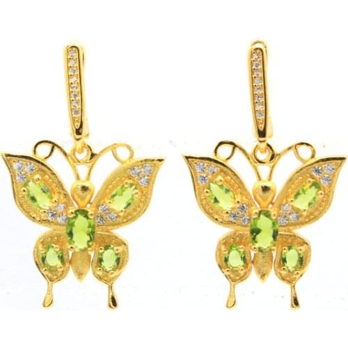 66x35mm Pretty Long CrossCreated Green Peridot Bright Zircon For Women Daily Wear Silver Earrings