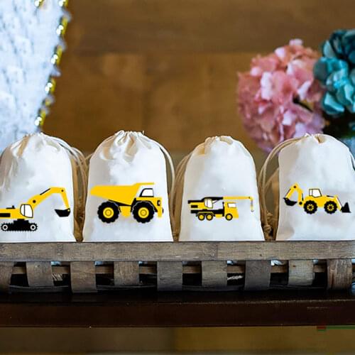 5pcs Excavator Dump Truck Crane Truck candy Gift bags Construction themed boy birthday party baby shower decoration supplies