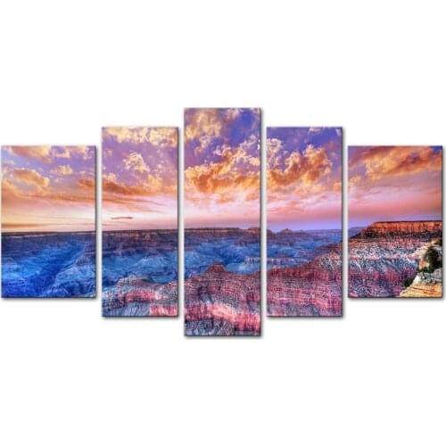 5 Pcs Colorful Clouds Beach Seaview Sunset Picture Canvas Painting for Home Decor Living Room Wall Art/XJ-12Y-61
