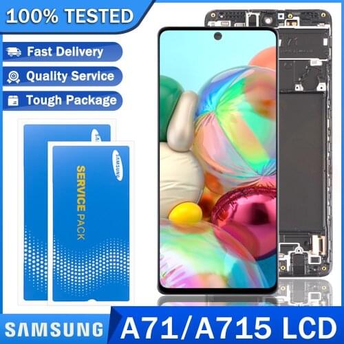 6.7'' Original LCD for SAMSUNG Galaxy A71 A715 A715F A715F/DS Super AMOLED Display + Frame Touch Screen Digitizer Repair Parts