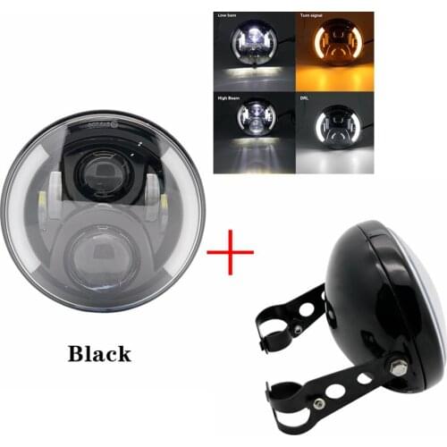 7 Inch DOT E9 Motorcycle Headlamp with angle eye Led Headlight 7inch housing bucket trim ring 7" Headlight mount bracket