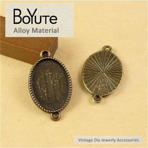 BoYuTe (50 Pieces/Lot) 18*13MM Cabochon Base Antique Bronze Plated Zinc Alloy Blank Connectors Diy Jewelry Makings