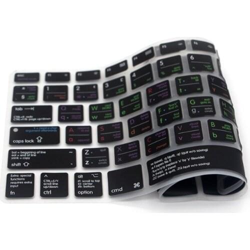 For All Macbook Air 13 Pro Retina 13 15 17 Both EU/US Layout VIM/VI Functional Shortcut Hotkey Silicone Keyboard Cover Skin
