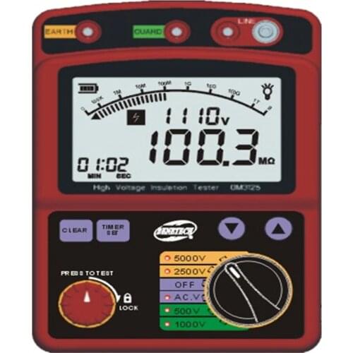 High Voltage 5KV Insulation Resistance Tester Meter Megohmmeter 1T Ohm DAR PI GM3125