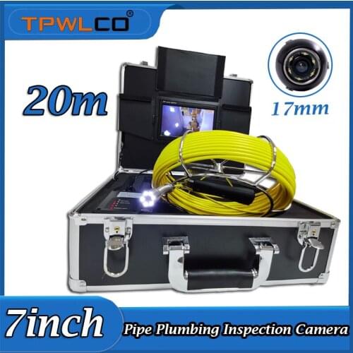 Under Sewer Inspection Camera 17mm Camera Viewing Angel 140Degree 20m Cable 7" Color Video Sewer Drain Inspection Camera System