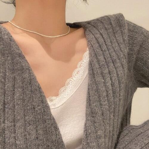DAVINI Shiny Silver Color Choker Necklace Women Girl Elegant Clavicle Chain Necklaces Minimalist Jewelry Gifts Korean New MG256