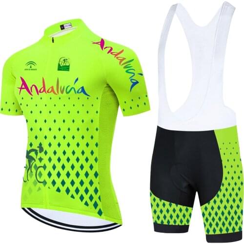 2021 Hot Bike Team Andalucia Summer Cycling Jersey Sets Maillot Ropa Ciclismo Bicycle Outdoor Clothing Men Maillot Culotte 20D