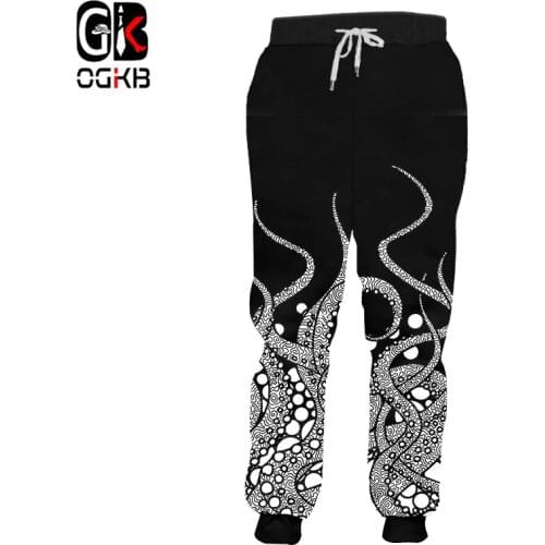 OGKB Fall Winter Full Length Pants Women/mens Funny Print Tentacle Octopus 3D Sweatpants Casual Sweat Pants Pantalon Hombre 5XL