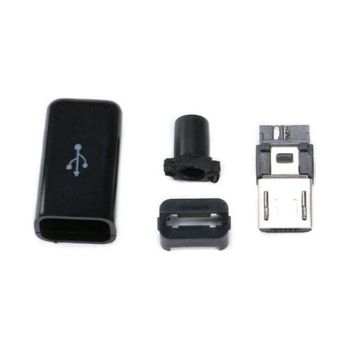 10PCS DIY Micro USB 2.0 Male Plug Connectors Kit w/ Covers Black White 5P Data Line Accessories Interface 4/3 In Welding 5 PIN