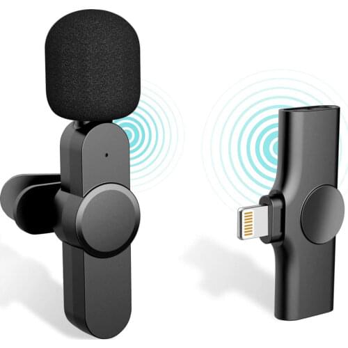 Upgraded Lavalier Wireless Microphone for IPhone Youtubers FB Live Stream Vloggers Interview Auto-syncs Clip-on IPhone Lapel Mic