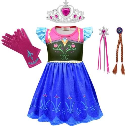Girls Summer Dress Anna Dress Elegant Sleeveless Floral Dresses Kids Halloween Party Cosplay Fancy Dress