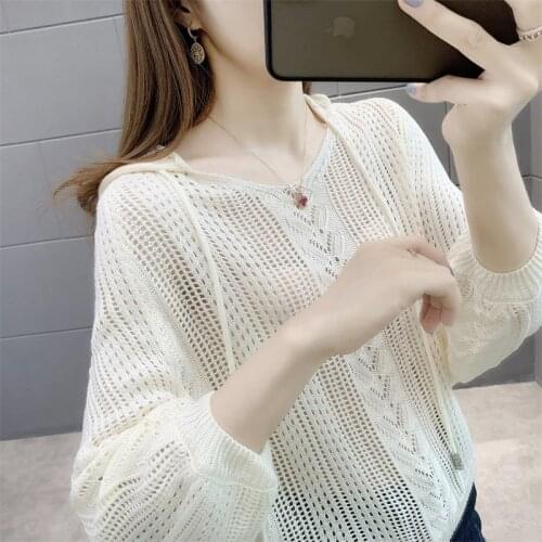 Early autumn hoodie hollow sleeve dress in thin sweater loose smock fall 2021 new fashion