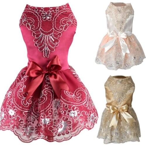 1PC Pet Spring Summer Dress with Stereo Embroidery Small and Medium Dogs Girls Decorative Costume Puppy Party Dress