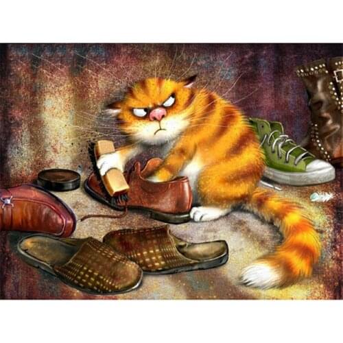 Full Square&Round Creative Diamond Embroidery Shoes Cat 5D Diy Diamond Painting Cross Stitch Diamond Mosaic Needlework Decor