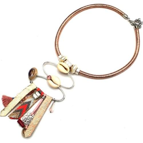 Popular Colorful Ethnic Transparent Geometric Fashion Hyperbole Pendant Necklace Vintage Collar Necklace Big Choker Necklace