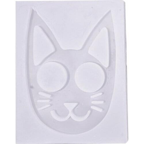 Crystal Epoxy DIY Resin Mold Shiny Defense Cat Keychain Casting Silicone Mould R7RF