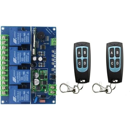 New DC12V 24V 36V 48V 30A 4CH Radio Controller RF Wireless Relay Remote Control Switch 315 MHZ 433 MHZ 2 Transmitter+1 Receiver