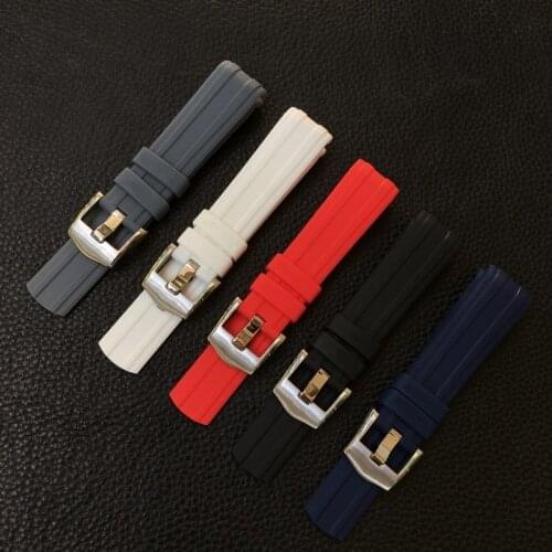 Rubber Silicone Watch Bands Fit For New Omega Seamaster 300 Brand Bracelet 20mm Soft Black Blue White Red Gray Watch Strap Belt
