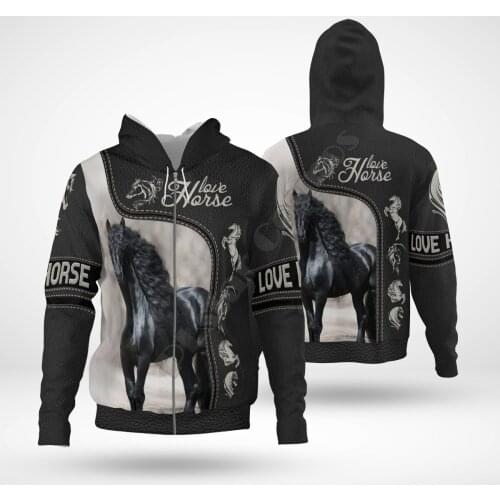 Love Horse 3D Hoodies Printed Harajuku Coat Jacket Men For Women Fashion Zipper hoodies Drop Shipping 05