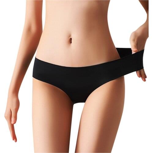 25# Ice Silk Sexy Panties Women Soild Color Seamless Underpants Seamless G String Briefs T Back Temptation Underwear Women