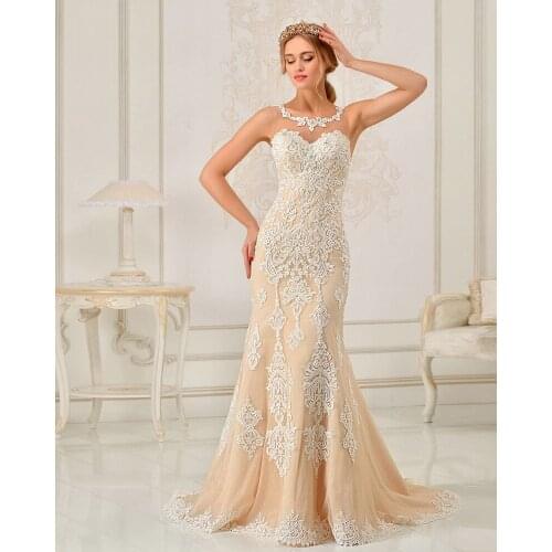 Vestido De Noiva Sereia Tulle Mermaid Wedding Dress O-Neck Suknie Slubne Off Shoulder Gelinlik See Through Back Sexy Brautkleid