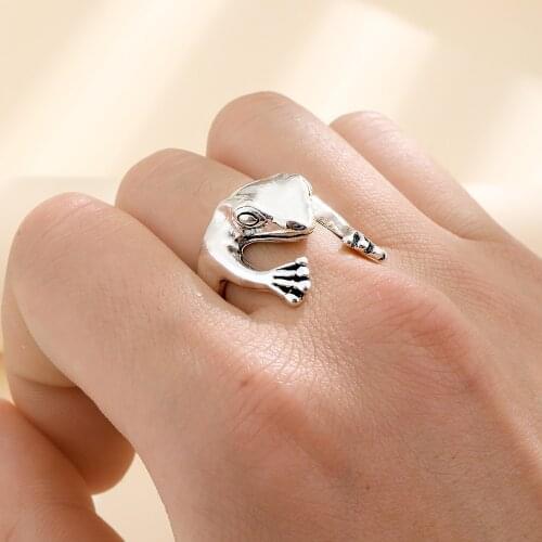 VG 6YM 2021 New Fashion Punk Style Silver Color Cat Opening Rings Simple Design Animal Adjustable Rings For Women Party Jewelry