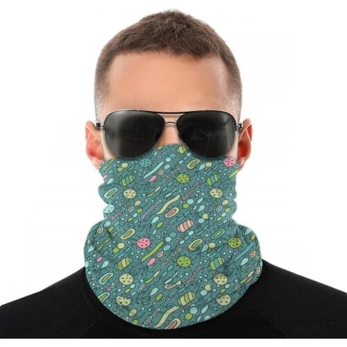 Microbes Pattern Magic Scarf Half Face Mask Men Women Halloween Tube Scarf Balaclava Bandanas Dustproof Headband Cycling Hiking