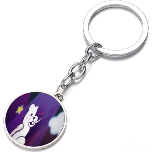 Japan anime Danganronpa Keychain Character Punk Art Glass Cabochon necklace Key Holder High Quality necklace Keyring