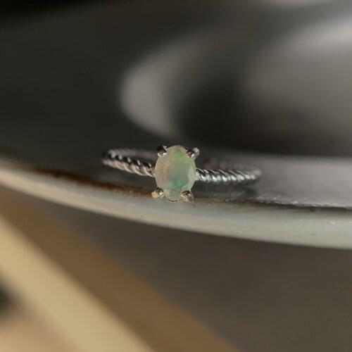 1pcs 925 silver opal3X5 Hemp wreath ring Opening can be reconciled