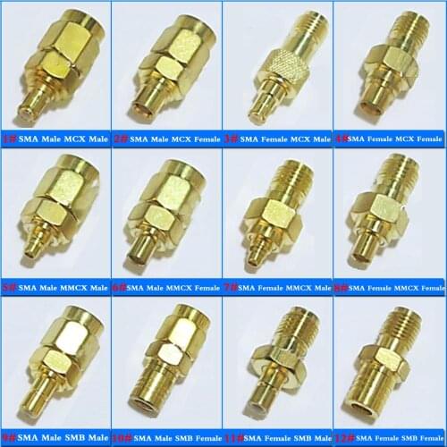 1X Pcs High-quality RF Connector Socket SMA To SMB MCX MMCX Jack SMA-MCX SMA-MMCX SMA-SMB SMA/SMB/MCX/MMCX GOLD Plated Straight