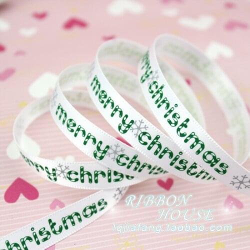 2meter/lot) 3/8''(10mm) red and white printed grosgrain ribbon Merry Christmas satin ribbons wholesale gloves gift 2meter/lot