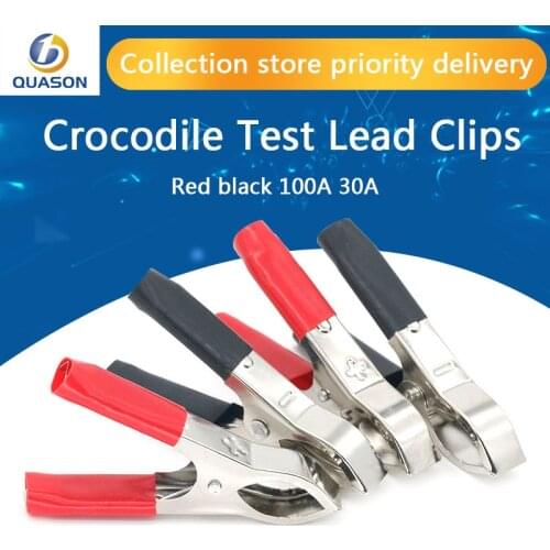 2Pcs 30A Red + Black 80mm Crocodile Car Caravan Van Battery Test Lead Clips Best Promotion Alligator Clips Connector Plug Power