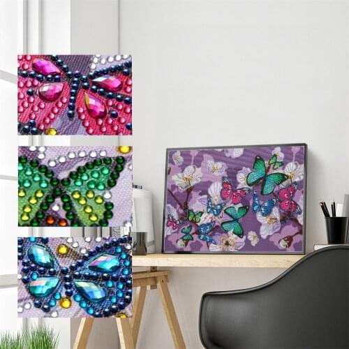 5D Special Shaped Diamond Painting Butterfly Flower Partial Drilled Diamond Embroidery DIY Art Craft Home Decor Cross Stitch Kit