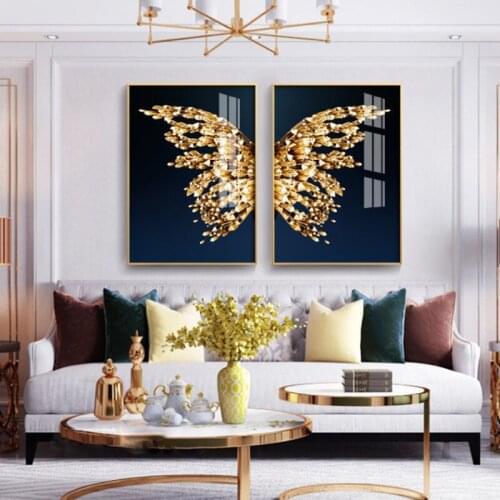 Diamond Painting Nordic Golden butterfly wings 5D DIY Diamond Embroidery Animal Cross Stitch Kit Rhinestone Mosaic Home Decor