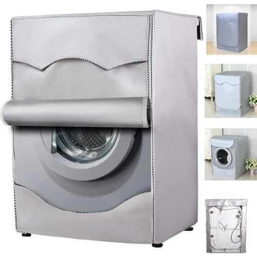 Washing Machine Cover Polyester Fibre Waterproof Front Load Laundry Dryer Cover Sunscreen Laundry Silver Coating Dustproof Cover