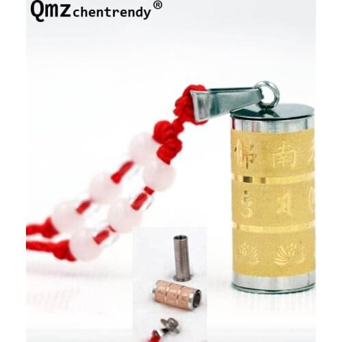 Cylindrical Buddhism Jewelry Surangama Mantra Rotatable Pendant Sanskrit Amulet Necklace Prayer Wheel Openable Storage Case