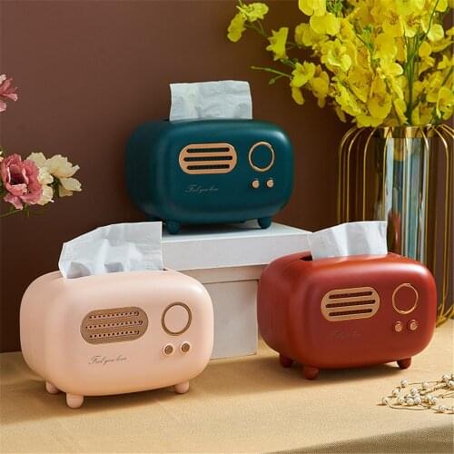 Retro Radio Model Napkin Holder Desktop Tissue Boxes Paper Holder Vintage Toilet Holder Storage Creativity Organizer Ornament