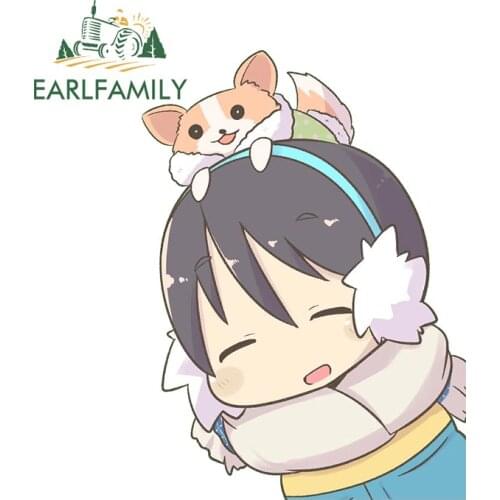 EARLFAMILY 13cm x 9.4cm for YuruCamp Anime Car Stickers Air Conditioner Motorcycle Decals Scratch-Proof Sunscreen Car Styling