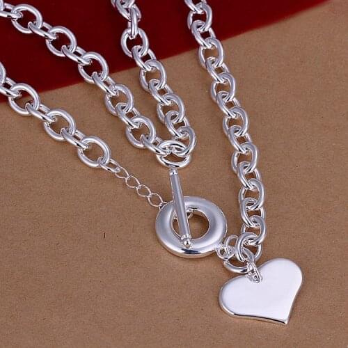 925 Sterling Silver Necklaces Jewelry 20 Inches Classic Thick chain heart pendant high quality Christmas Gifts
