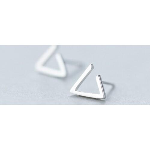 MloveAcc 100% 925 Sterling Silver Tiny Triangle Stud Earrings for Women Fashion Silver Earrings Girls Gift