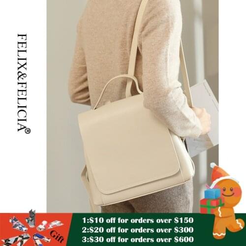 FELIX&FELICIA Factory 2021 Fashion Women Backpack High Quality Leather Backpacks Teenage Girls Female School Shoulder Travel Bag
