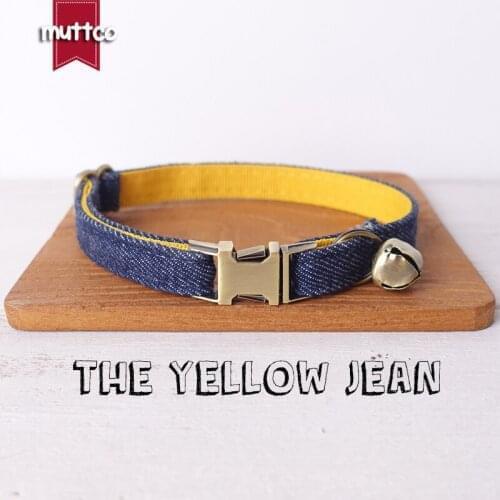 MUTTCO retail with copper high quality metal buckle collar for cat THE YELLOW JEAN design cat collar 2 sizes UCC037T