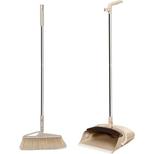 Broom and Dustpan Set Cleans with Adjustable Long Handle for Home Kitchen Room Office Lobby Floor Use Upright Stand Up