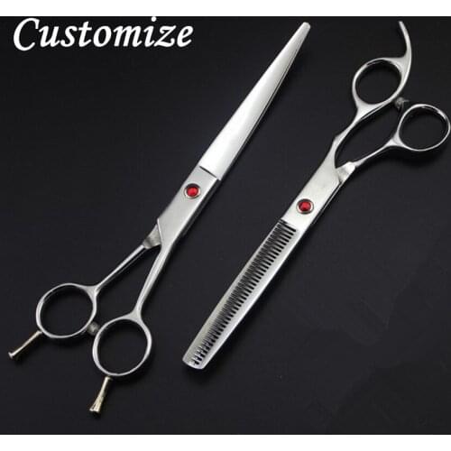 Customize 440c 7 inch dog grooming hair scissors set Pet hair clipper cat cutting barber thinning shears hairdressing scissors